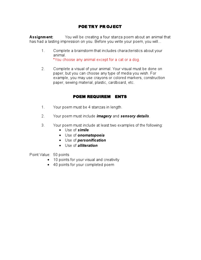 Poetry Project #2 | PDF | General Fiction