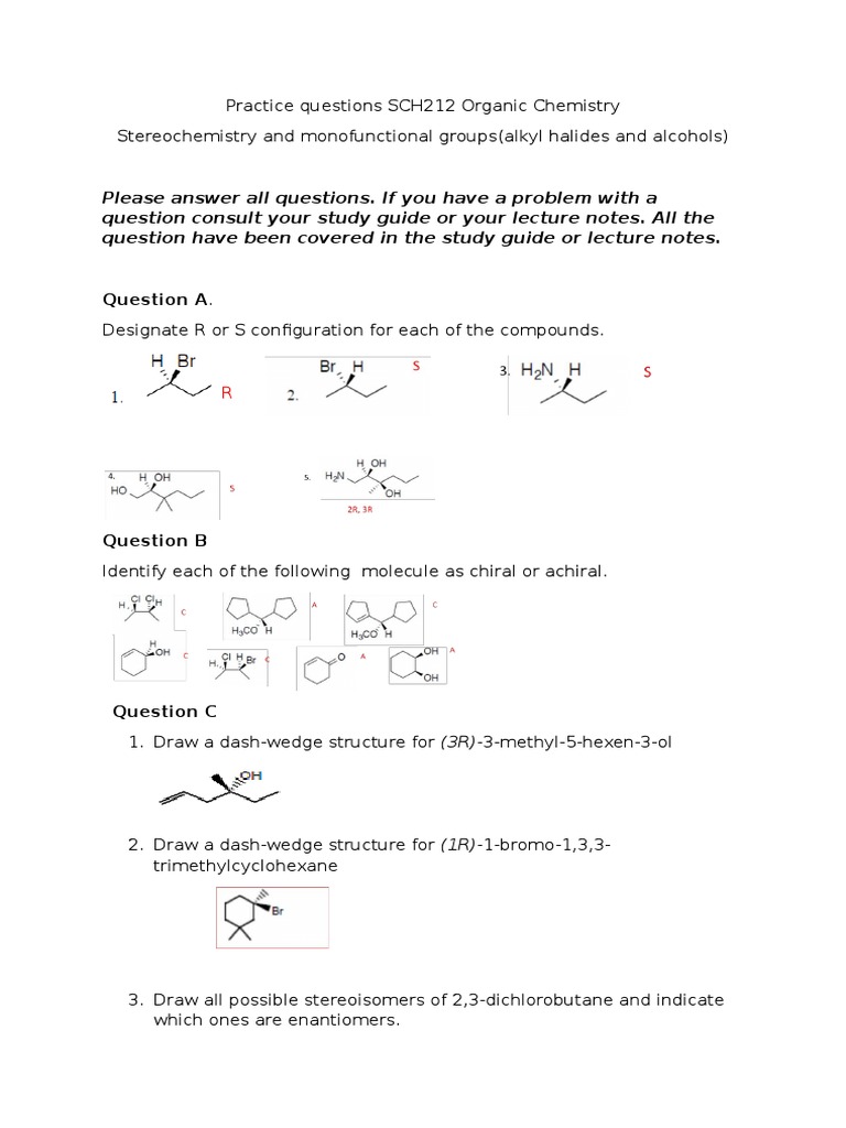 Organic Chemistry Practice Questions | PDF | Teaching Methods ...