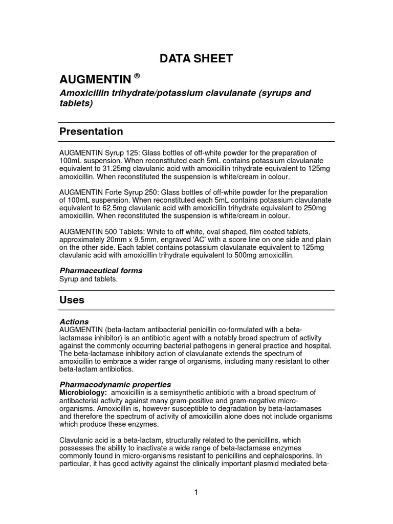 Augmentin equivalent joint