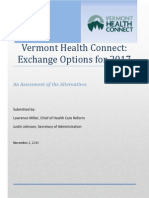 Report on VT Health Connect Exchange Options