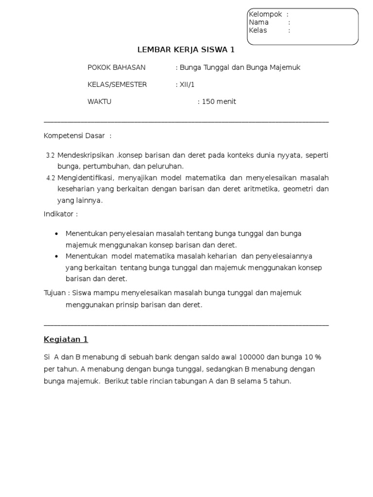 Lks Bunga Tunggal Dan Majemuk