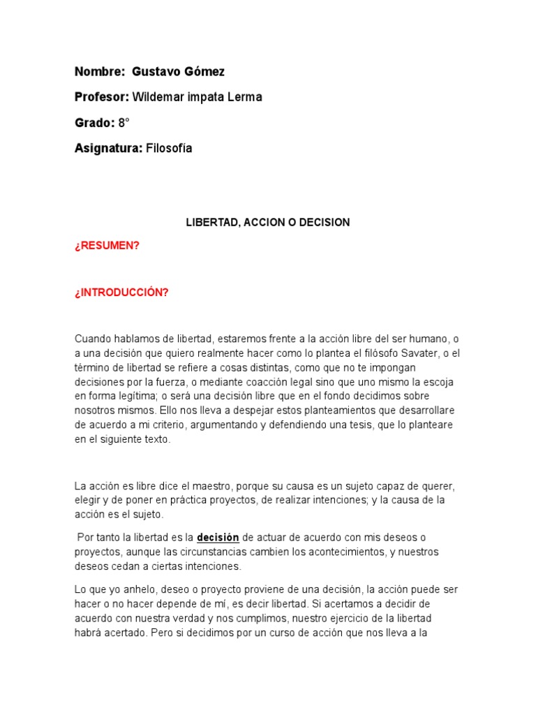 La Libertad en Accion | PDF | Libertad | Toma de decisiones