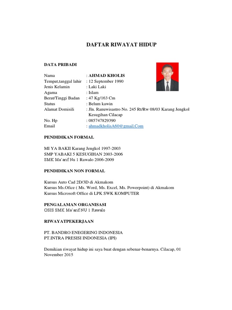 Daftar Riwayat Hidup | PDF