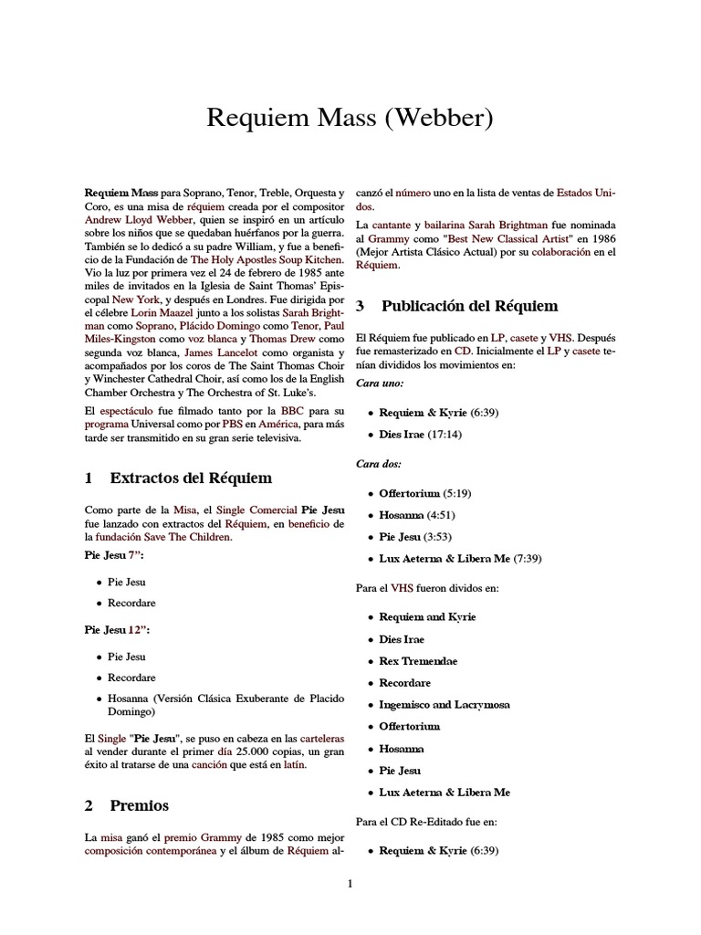 Requiem Mass (Webber) | PDF | Compositores | Música