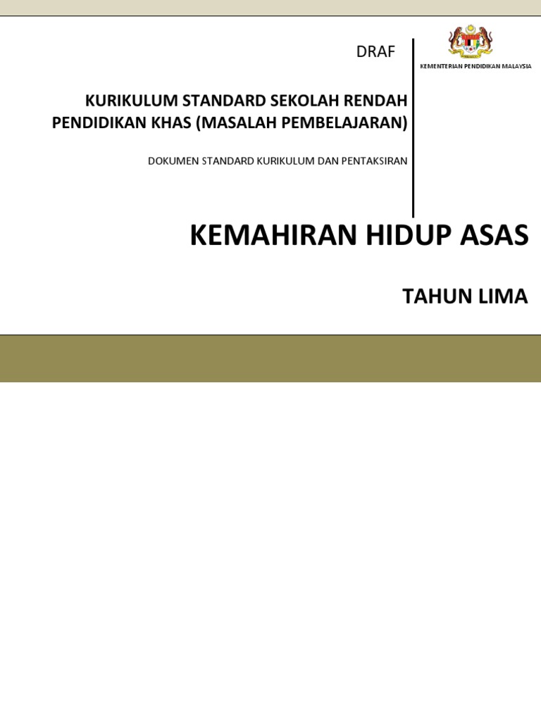 Dokumen Standard Kemahiran Hidup Asas Tahun 5 Masalah Pembelajaran Pdf