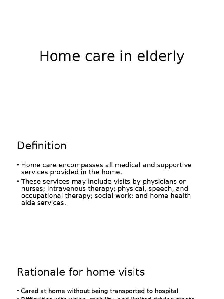 Home Care in Elderly | PDF | Home Care | Nursing