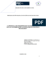 "A Presença de Durkheim Em Oliveira Vianna - Novas Contribuições Ao Pensamento Político Brasileiro”.