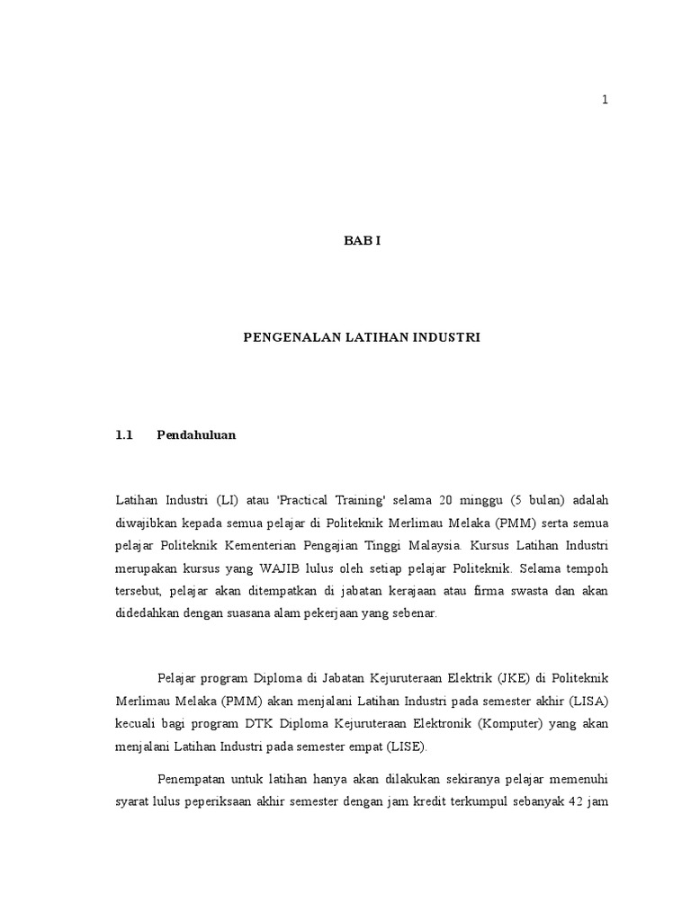 Contoh Laporan Teknikal Latihan Industri  Kesimpulan Report Latihan
