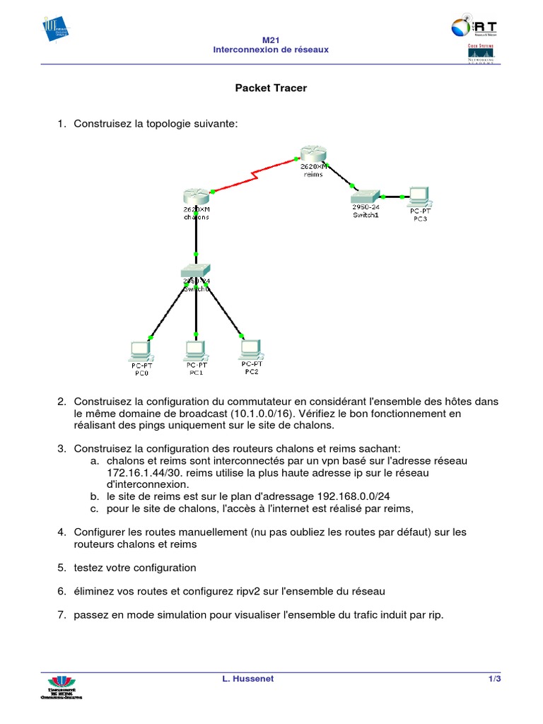 TP Configuration Réseau Packet Tracer | PDF | Réseau informatique ...