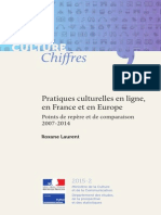 Pratiques Culturelles en Ligne, en France Et en Europe. Points de Repère Et de Comparaison 2007-2014