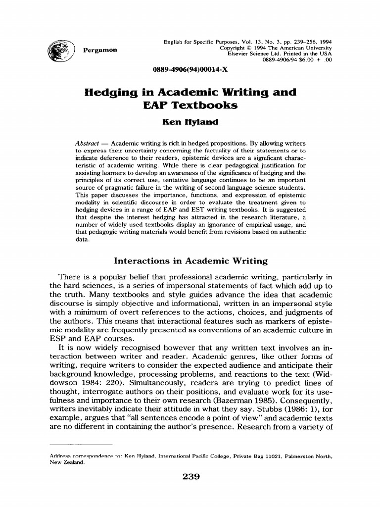 What is hedging in academic writing picture