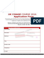 Uk Cinage Course 2016: Application Form