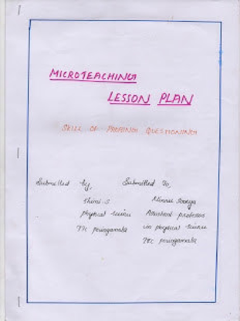 Micro Teaching Lesson Plan | PDF
