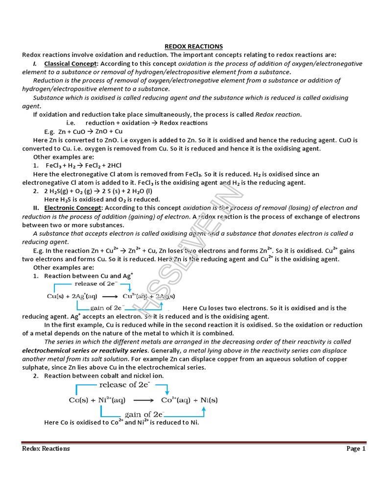 Redox Reactions Explained | PDF | Redox | Electrochemistry