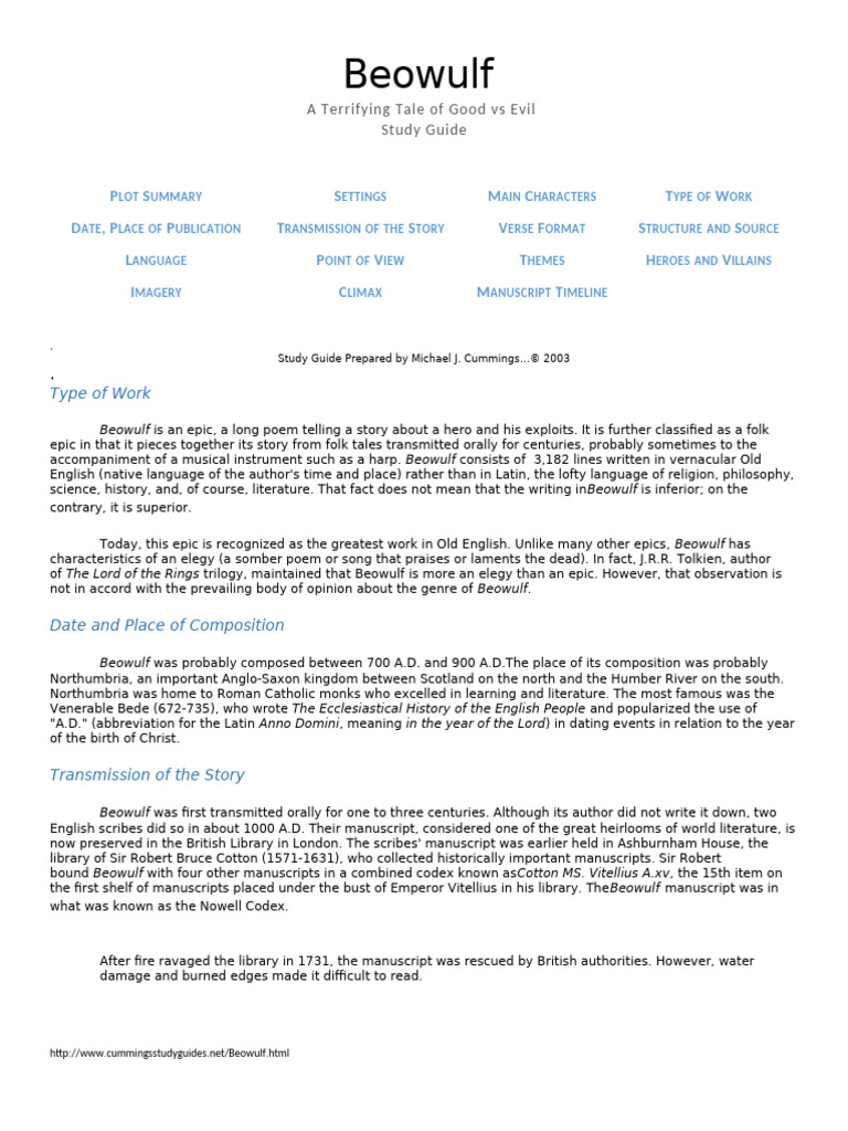 Dissertation Abstract (Beowulf and the Floating Wreck of History)