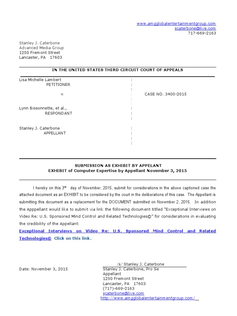 Updated Third Circuit Lambert Appeal SUBMISSION Statement as ... - 