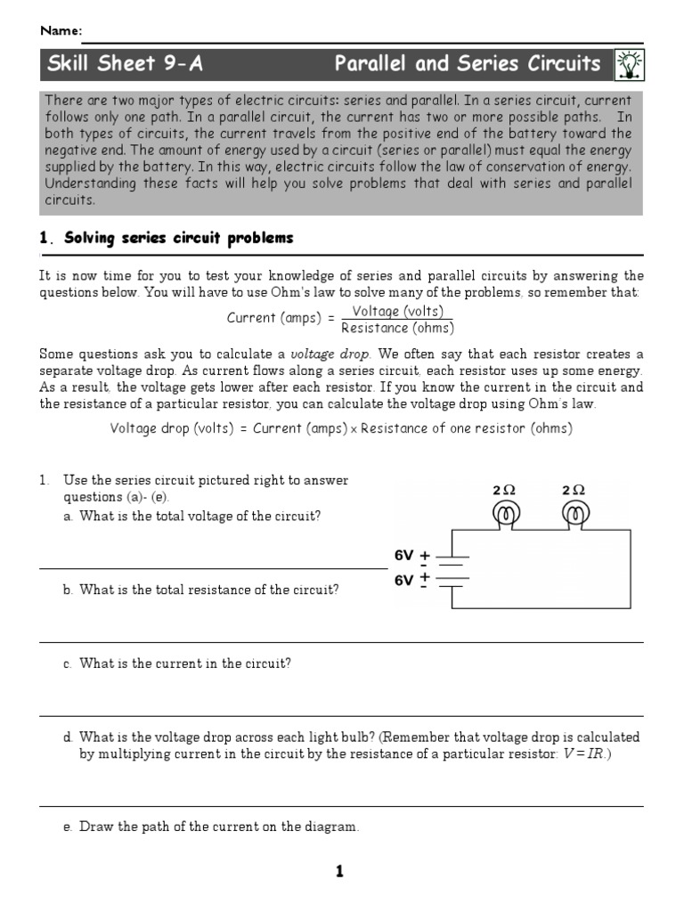 Series and Parallel Circuits Worksheet | PDF | Series And Parallel ...