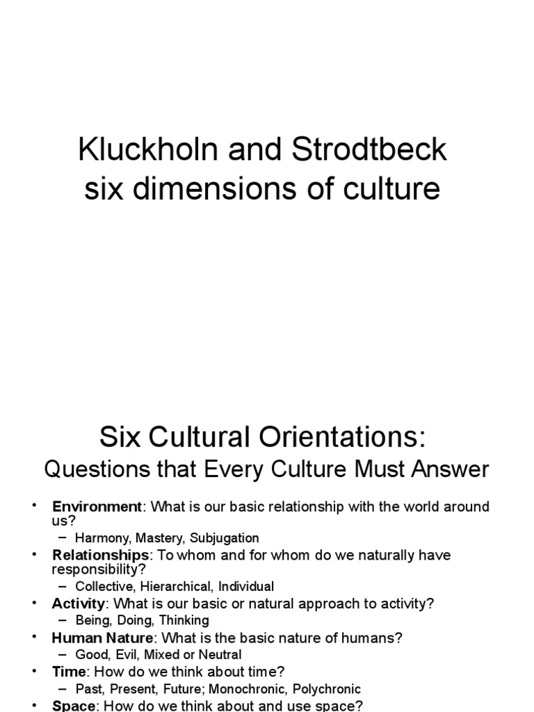 Kluckhohn And Strodtbeck Cultural Dimensions – SQVP