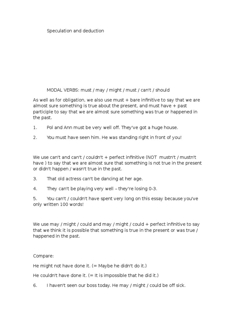 Speculation and Deduction PDF Verb Languages