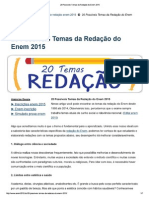 20 Possíveis Temas Da Redação Do Enem 2015