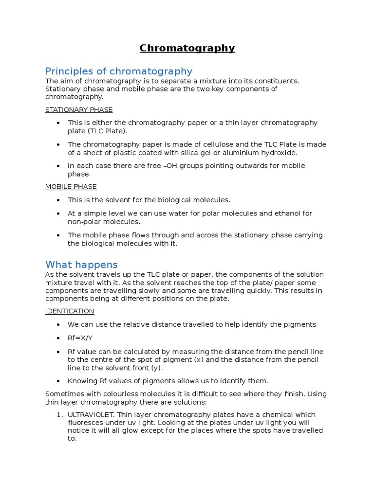 Chromatography Notes Thin Layer Chromatography Chromatography