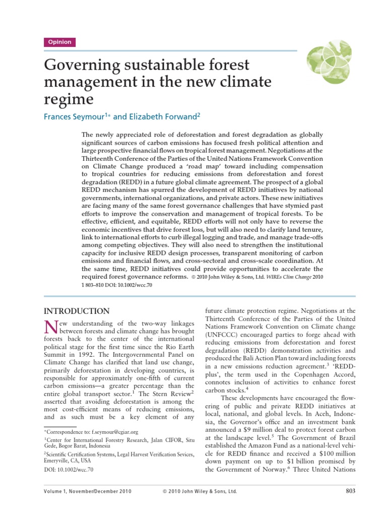 Governing Sustainable Forest Management in The New Climate Regime ...