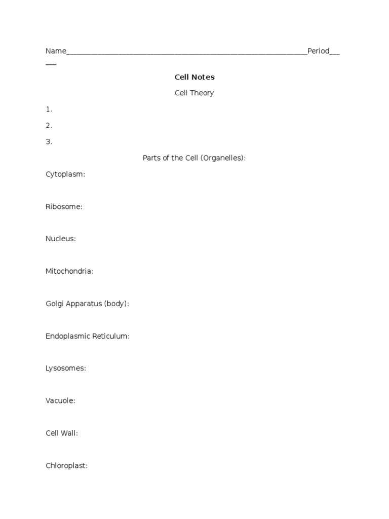 Cell Theory and Organelles Overview | PDF | Wellness