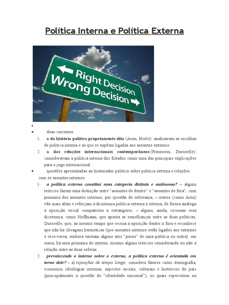 Relação entre Política Interna e Externa | PDF | Estado | Economia