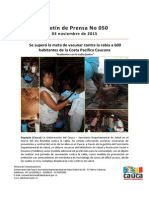 Boletín 050_ Se Superó La Meta de Vacunar Contra La Rabia a 600 Habitantes de La Costa Pacífica Caucana