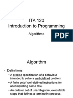 ITA 120 Introduction To Programming: Algorithms