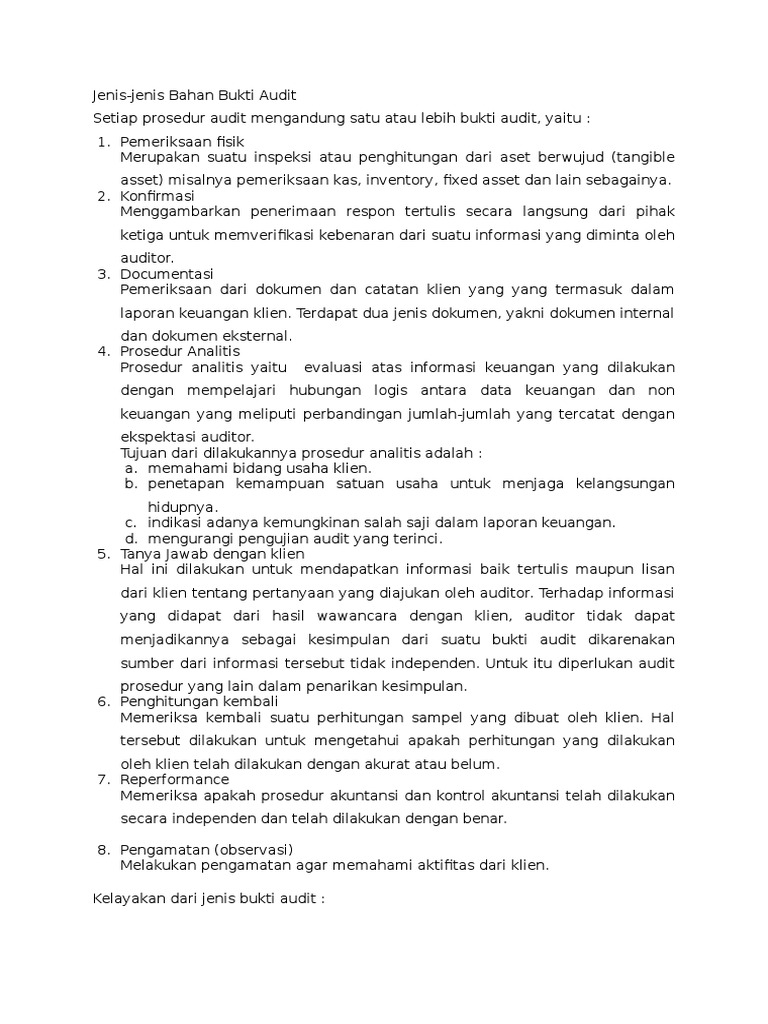Jenis-Jenis Bukti Audit | PDF