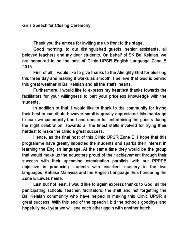 Opening and Closing Speech For English Camp, PDF