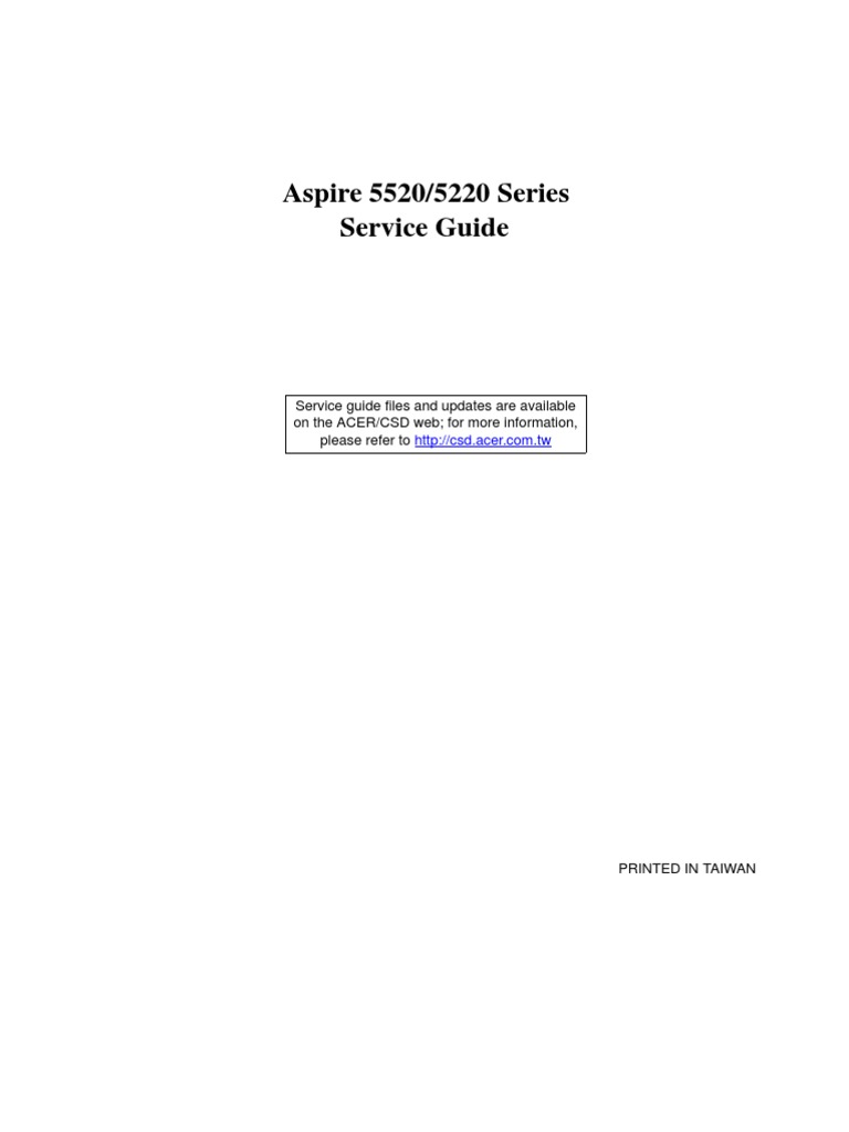 Service Manual Acer Aspire 5520 5220 Series | Usb Flash Drive | Computer  Keyboard
