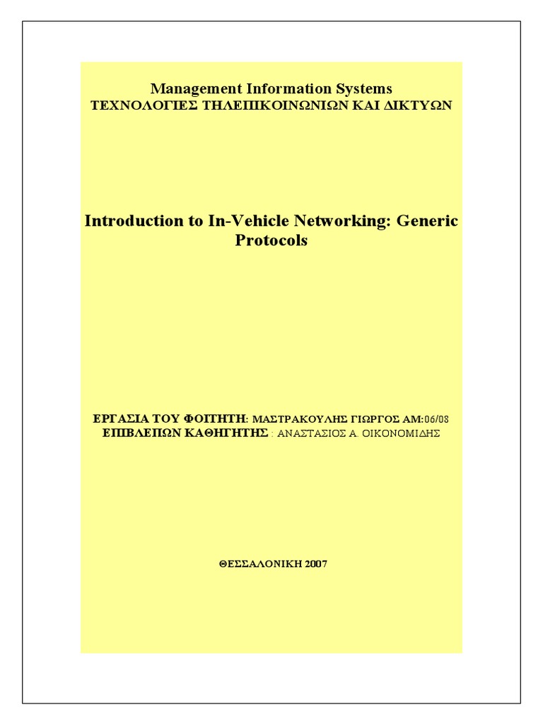Introduction To In-Vehicle Networking | PDF | Message Passing ...