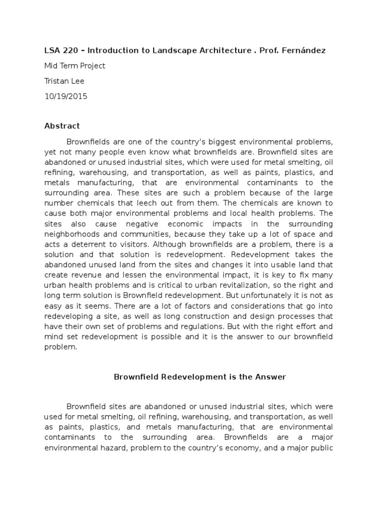 LSA 220 - Introduction To Landscape Architecture - Prof. Fernández ...