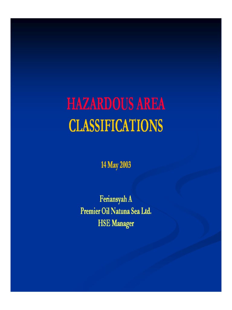 Hazardous Area Classification PONSL Revised PDF Chemical Substances