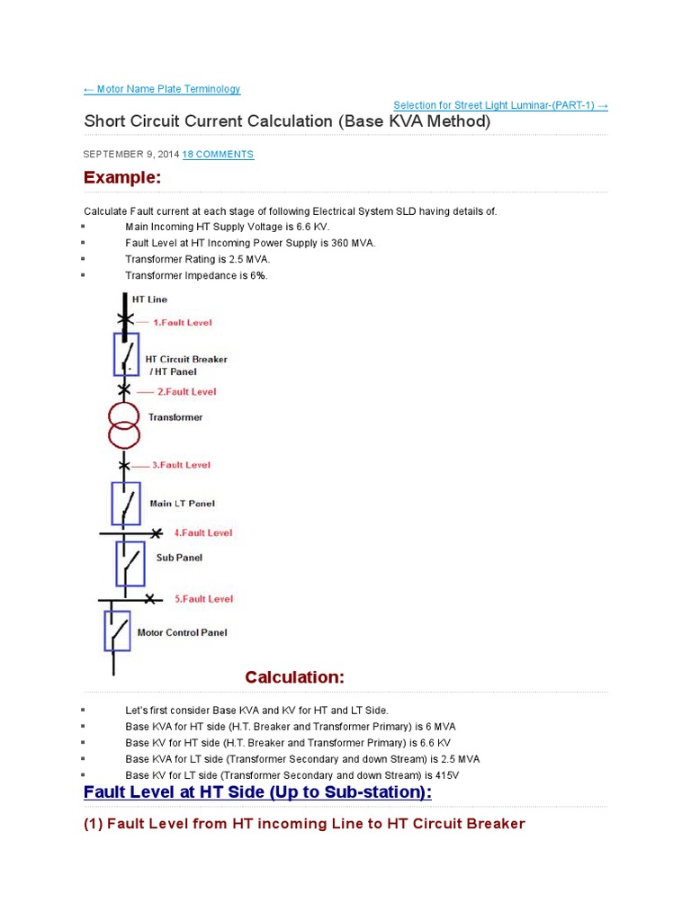 Short Ckt Calculation by Kva Method Transformer Electrical Components