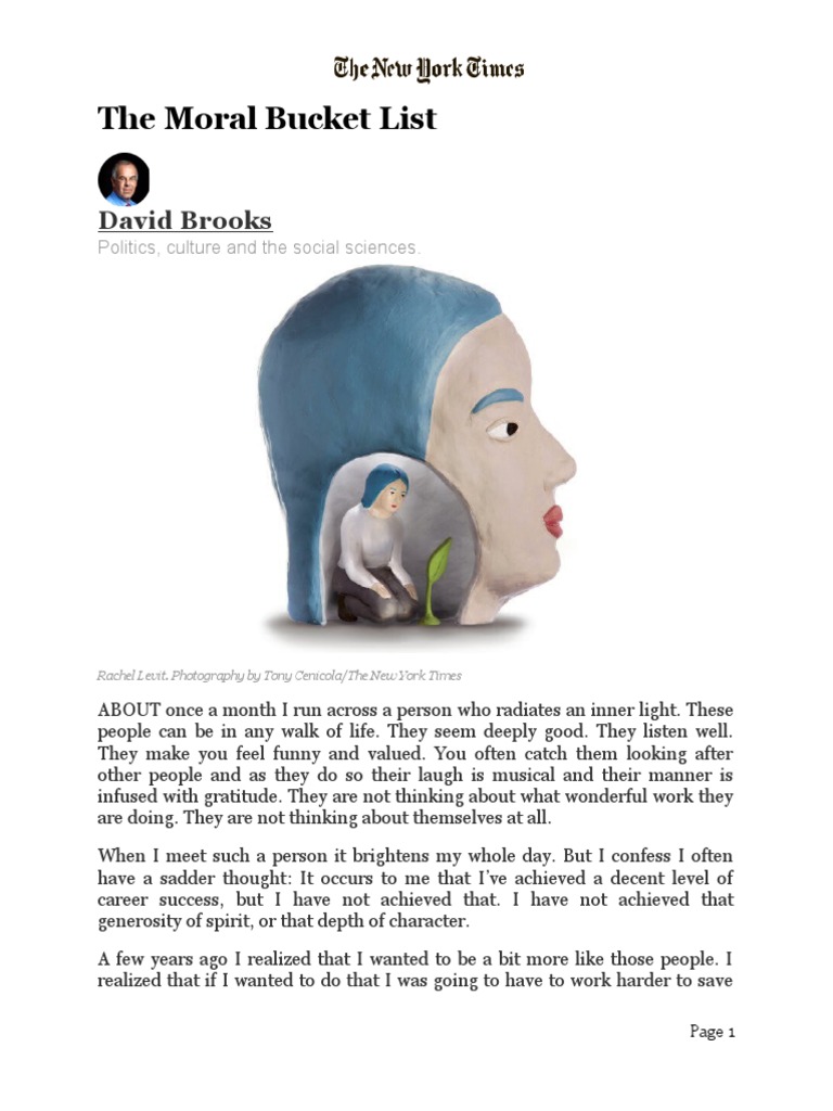 The Moral Bucket List Download Free PDF Temperament Humility