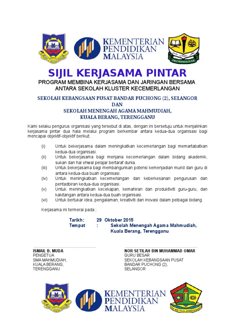 Sijil Kerjasama Pintar: Program Membina Kerjasama Dan 