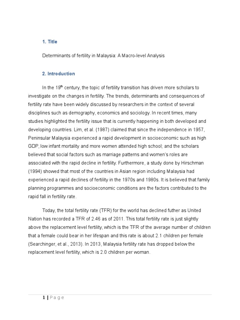 Determinants of Fertility Rates in Malaysia | PDF | Total Fertility ...