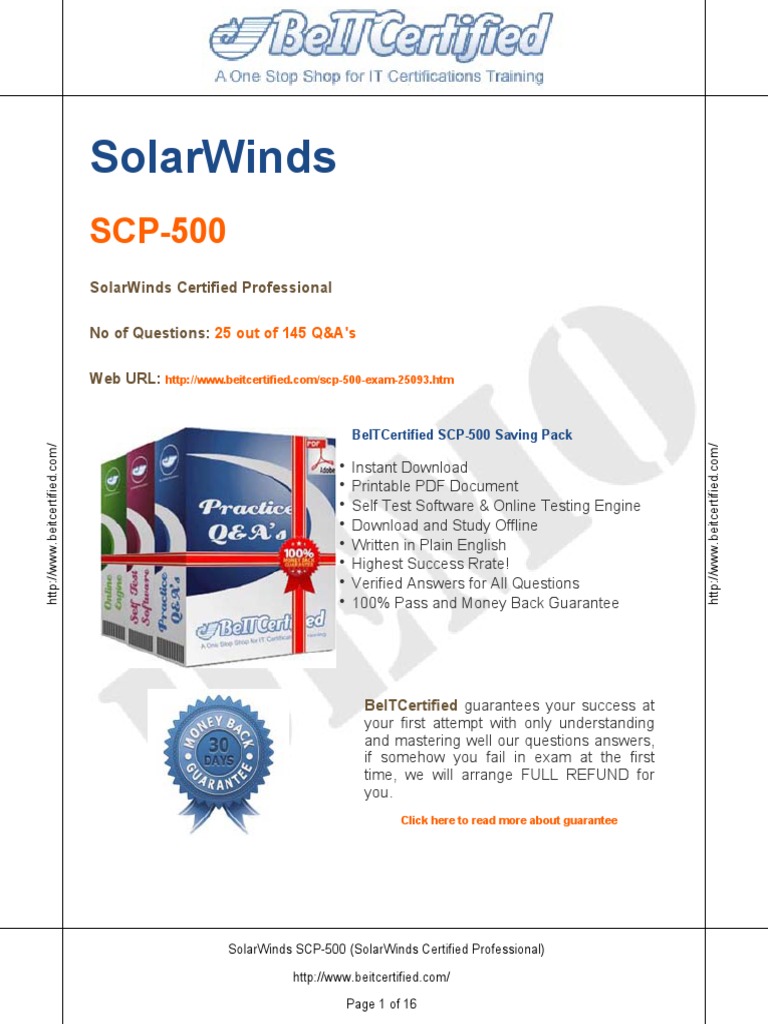 Solarwinds Solarwinds Certified Professional No of Questions  Url