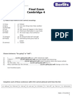 Final Exam Cambridge 4: 1) Match Each Word To The Correct Meaning