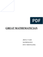 Great Mathematician: Jeena V Nair Mathematics SNTC Nedunganda