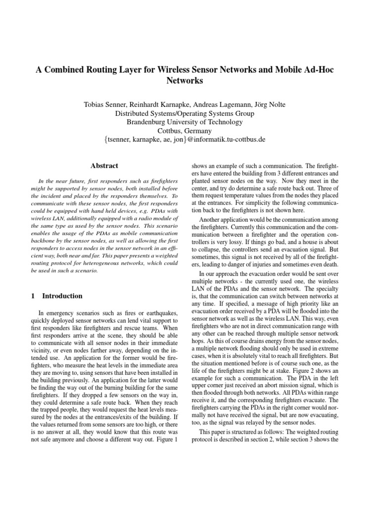 Routing Protocol for Emergency Sensor Networks | PDF | Wireless Sensor ...