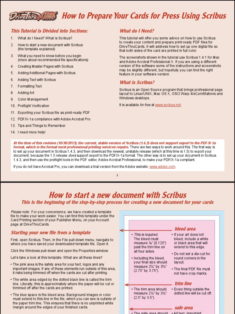How To Scribus Cards PDF Portable Document Format Media Technology