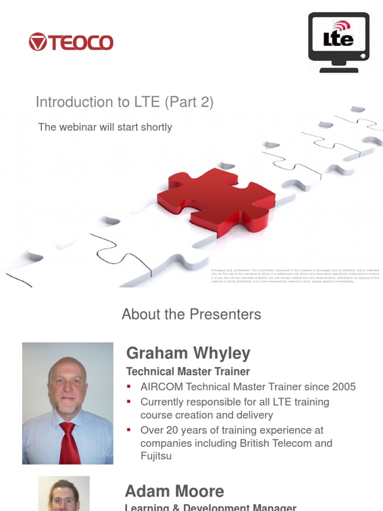 Introduction To Lte Part 2 The Webinar Will Start Shortly Pdf