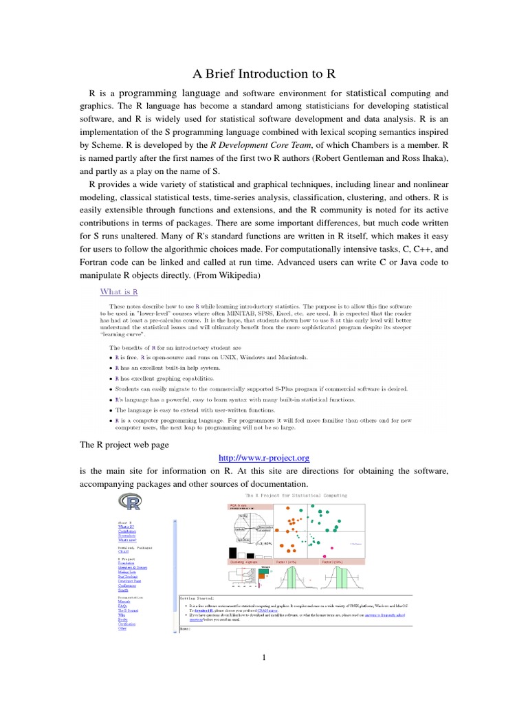 Introduction to R Programming | PDF | R (Programming Language) | Areas ...