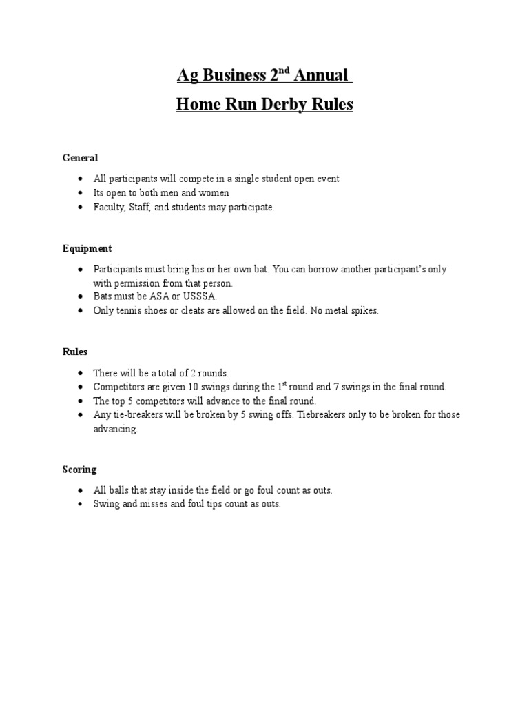Home Run Derby RulesRyan PDF