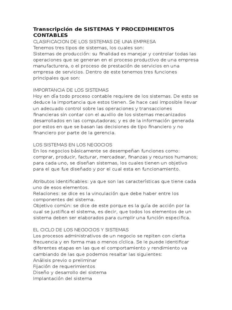 Clasificación de Sistemas Contables | PDF | Sistema | Contabilidad