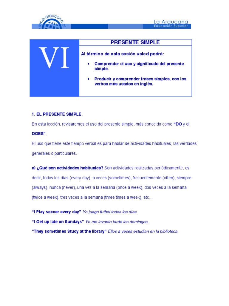 Uso del Presente Simple en Inglés | PDF | Verbo | Gramática